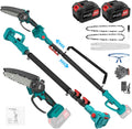 Kabelloser Teleskop-Hochentaster mit 6-Zoll-Mini-Kettensäge, bürstenlosem Motor und 4,8 m Reichweite, 2x 4000 mAh Akkus, kompatibel mit Makita 18V, für Baumpflege