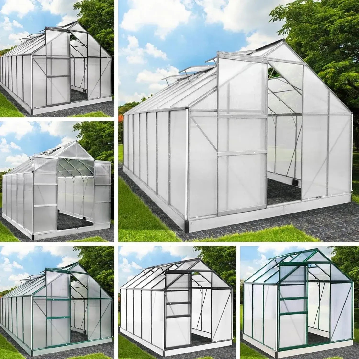 BRAST Aluminium Gewächshaus mit Fundament, rostfrei und wetterfest, Tüv-geprüft, 6mm Polycarbonatplatten, 130x190x195cm, Grau