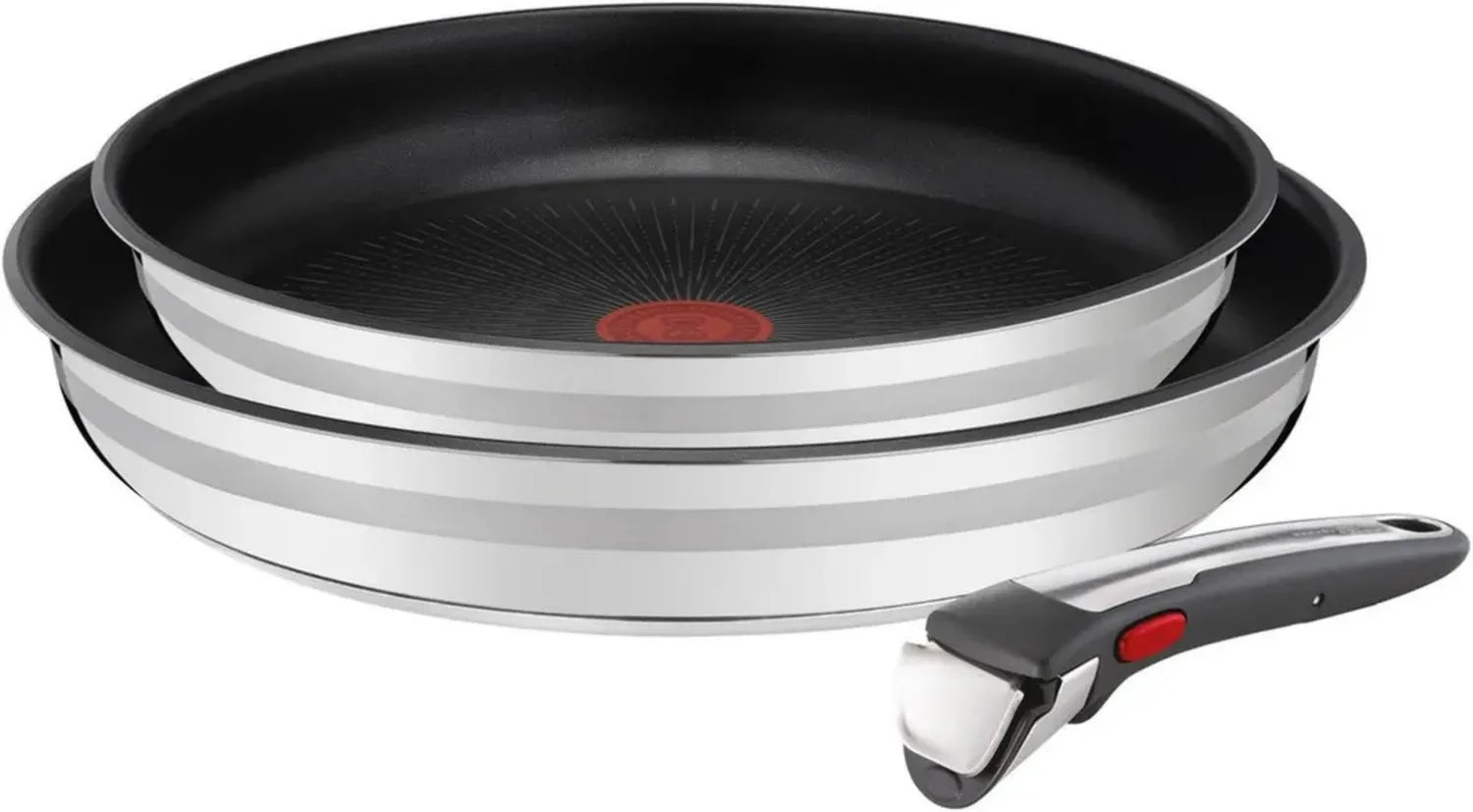 Jamie Oliver by Tefal Ingenio Pfannenset 3-teilig mit abnehmbaren Griff, 24/28 cm, Induktion, Antihaftbeschichtung