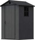 Devoko Wetterfestes Gartenhaus 4x4 mit Belüftung und abschließbarer Tür, 2,3m³ Kunststoff Geräteschuppen mit Boden, 116x116x171 cm, Dunkelgrau