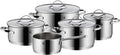 WMF Aparto 5-teiliges Induktions-Topfset, polierter Edelstahl, inklusive Glasdeckel, geeignet für alle Herdarten, spülmaschinenfest