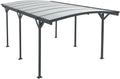 Aluminium Carport mit Bogendach 5x3 m - Doppelstegplatten - Wetterfester Auto-Unterstand - Freistehende Montage - Dunkelgrau