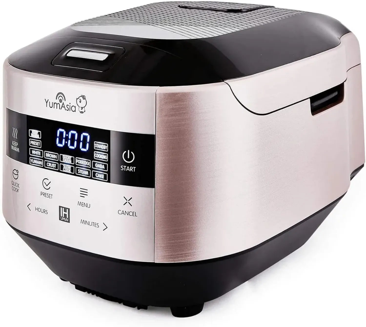 Yum Asia Induktions-Reiskocher mit Keramiktopf, 7 Reisprogramme, 4 Universalkochfunktionen, LED-Display (1,5L, 220-240V, Champagner-Rosé)
