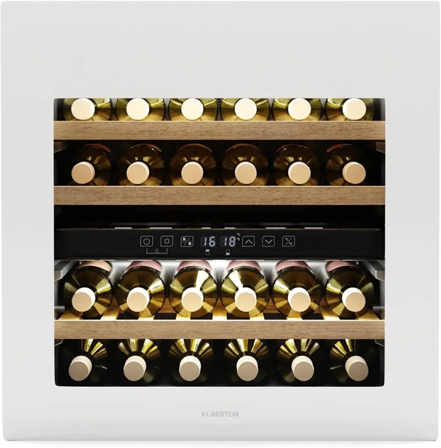 Klarstein Rhone Weinkühlschrank - 36 Flaschen, Dual-Zone, LED-Anzeige, UV-Schutz, Geräuscharm, Schwarz