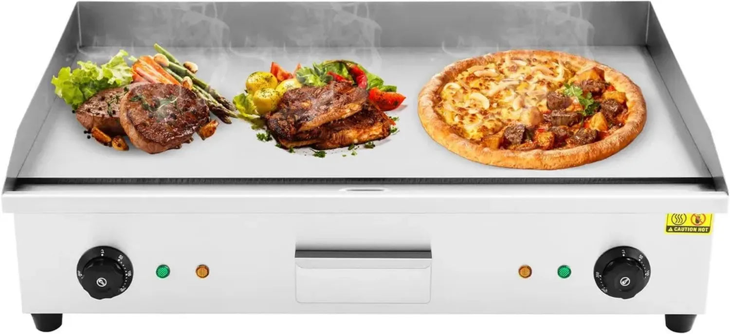 Profi Elektro-Grillplatte 4,4KW für Crêpes, Steaks & Gemüse mit Präzisions-Thermostat