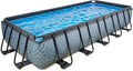 EXIT Toys Stein-Schwimmbecken 540x250x100cm mit Sandfilterpumpe - Robust & Tief - Inklusive Leiter & Grau Design