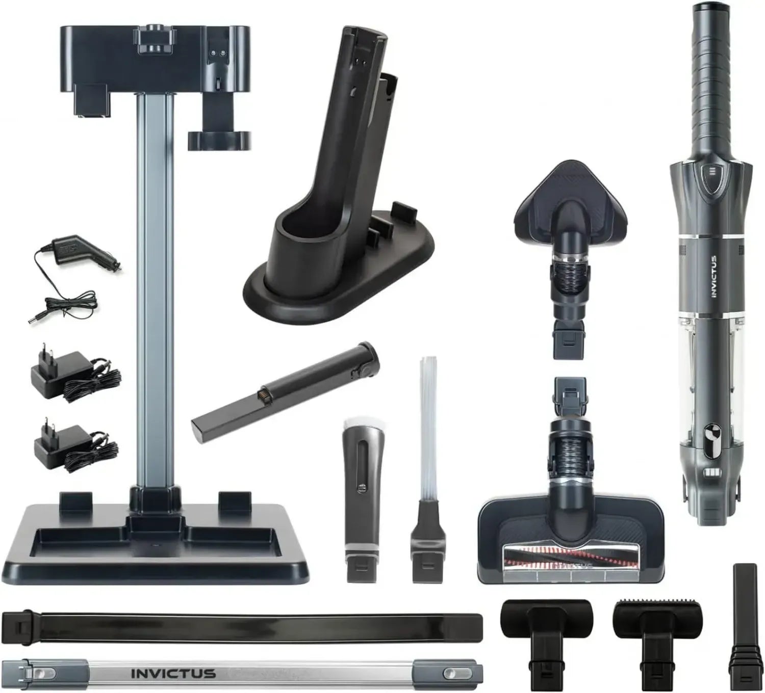 Genius Invictus ONE 3.0e Kabelloser Handstaubsauger, 19-teilig, beutellos, leicht und leise für Haus und Auto