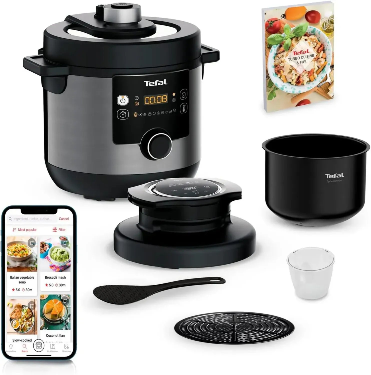Tefal CY7788 Multifunktionskocher mit Heißluftfrittierung, 14 Programme, 7,6 L, inklusive Rezeptbuch