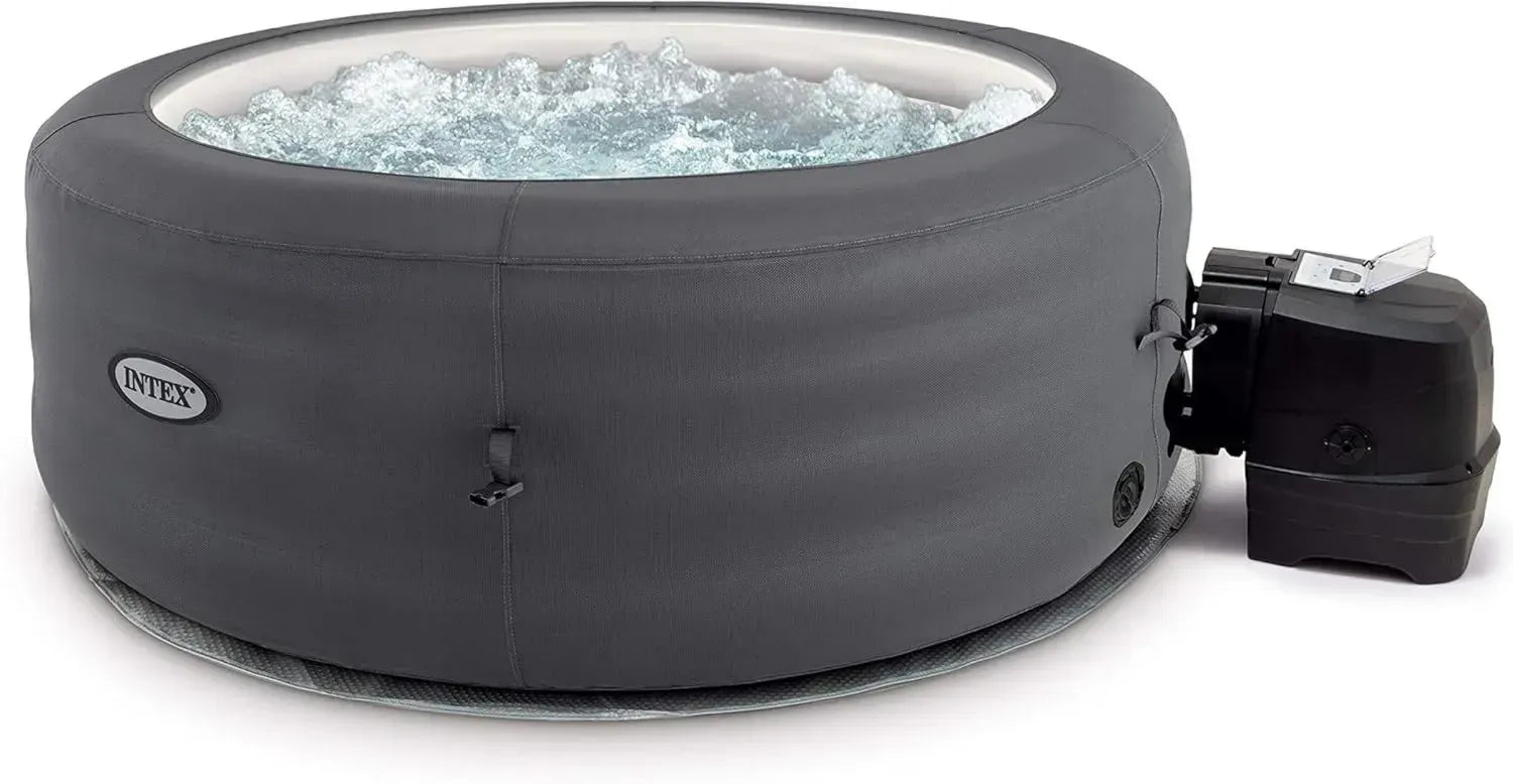 Intex Aufblasbarer Whirlpool für 4 Personen, 100 Luftdüsen, mit Heizung, Grau, 196x66 cm