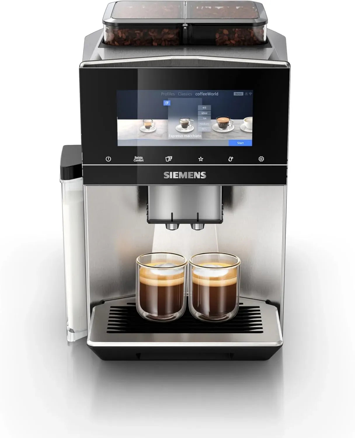 Siemens EQ900 Kaffeevollautomat mit App-Steuerung, Zwei Bohnenbehälter, 36 Getränkeoptionen, Edelstahl, TQ907D03